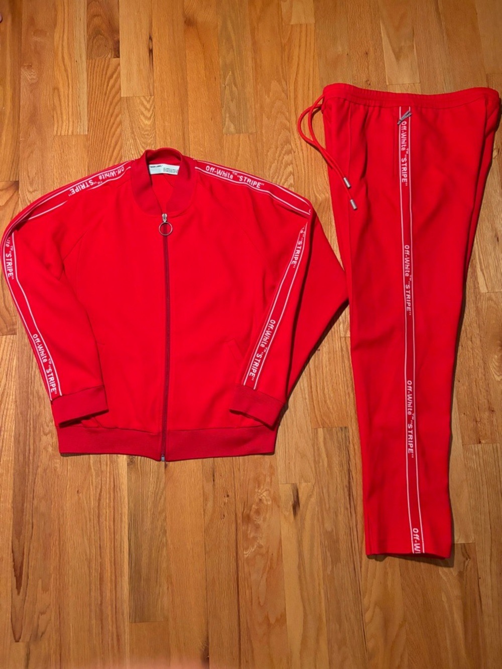 Off-White Logo Stripe Red Track Suit 🔥🔥🔥🔥